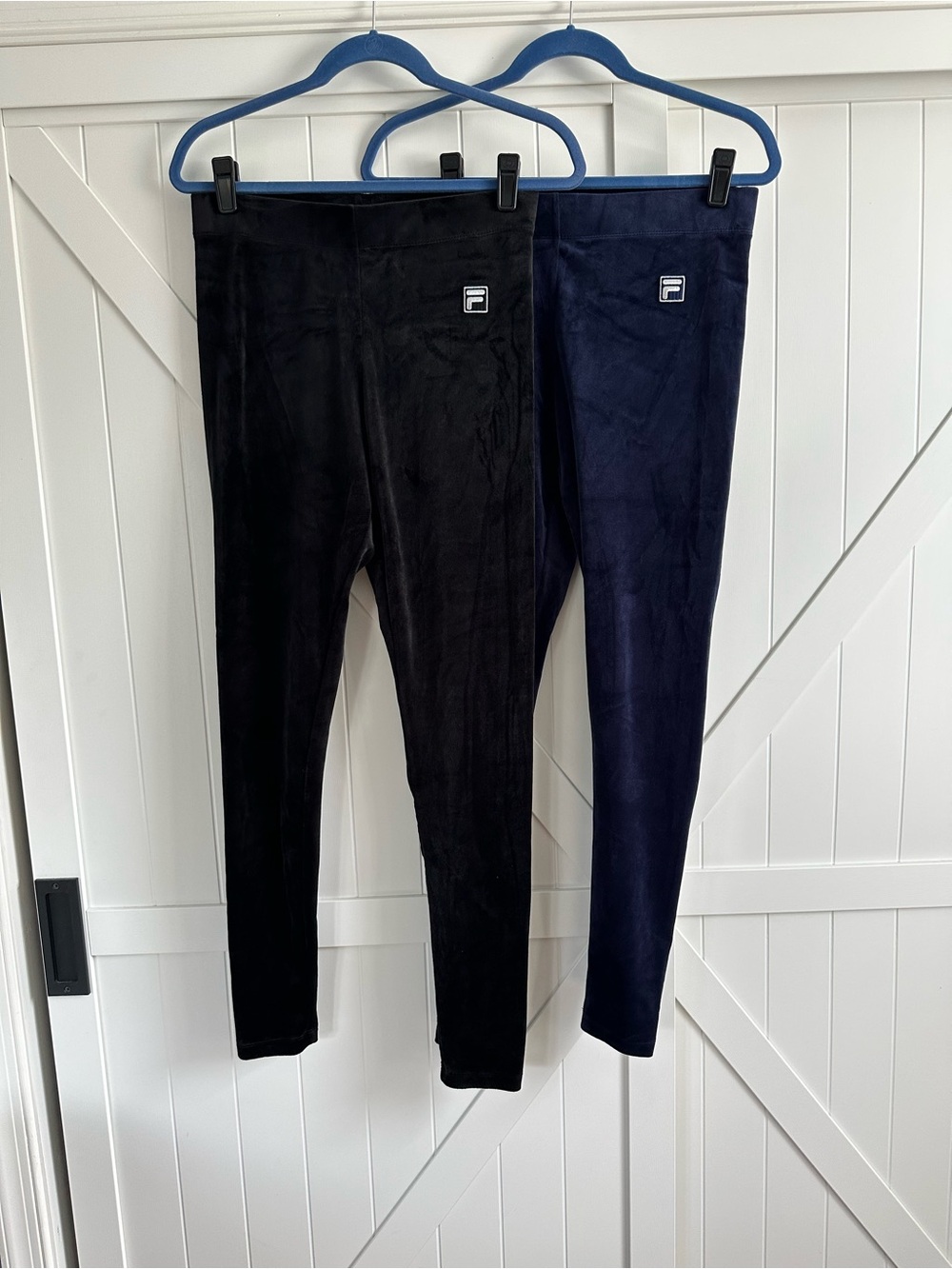 FILA Women’s Medium Velour Leggings Black & Navy Stretch Pants 2 Pair Lot